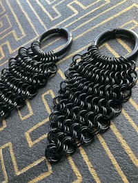 Image 2 of Handmade black steel chainmail ear weights 