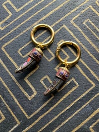 Image 1 of Vintage Nepalese mini mirror tusk pendant ear weights 