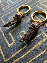 Image 2 of Vintage Nepalese mini mirror tusk pendant ear weights 