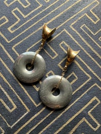 Image 1 of  Pyrite donut on saddle hook ear weights