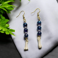Blue Ocean Coyote Toe Bone Earrings 