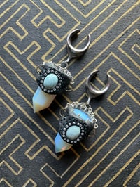 Image 1 of Opalite prism with Larimar inlay ear weights 