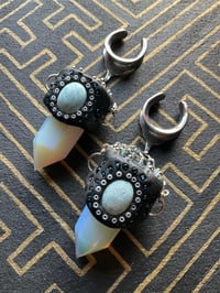 Image 3 of Opalite prism with Larimar inlay ear weights 