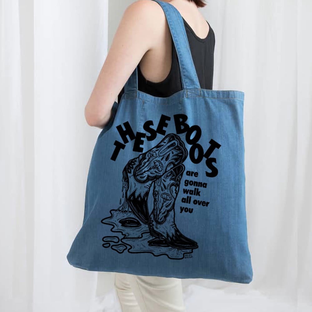 'THESE BOOTS' XL Denim Shopper 