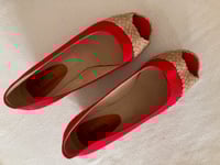 Image 1 of Open Toe Platform Wedges 2-inch Red