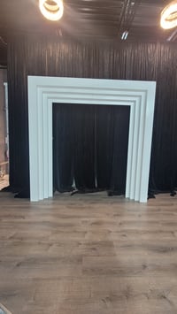 Image 1 of 8 ft  W  X  8 ft  H  / 5 W X 6Ft H.    White Wood Backdrop- Rainbow Panel 