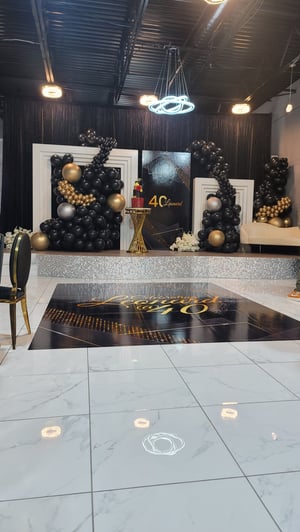 Image of 8 ft  W  X  8 ft  H  / 5 W X 6Ft H.    White Wood Backdrop- Rainbow Panel 