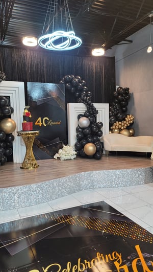 Image of 8 ft  W  X  8 ft  H  / 5 W X 6Ft H.    White Wood Backdrop- Rainbow Panel 