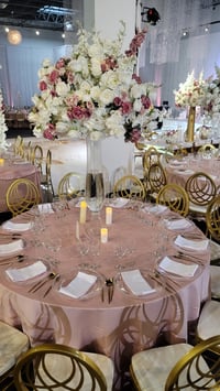 Image 4 of DARK MAUVE PINK AND WHITE ROSES  SILK FLOWERS 