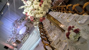 Image of DARK MAUVE PINK AND WHITE ROSES  SILK FLOWERS 