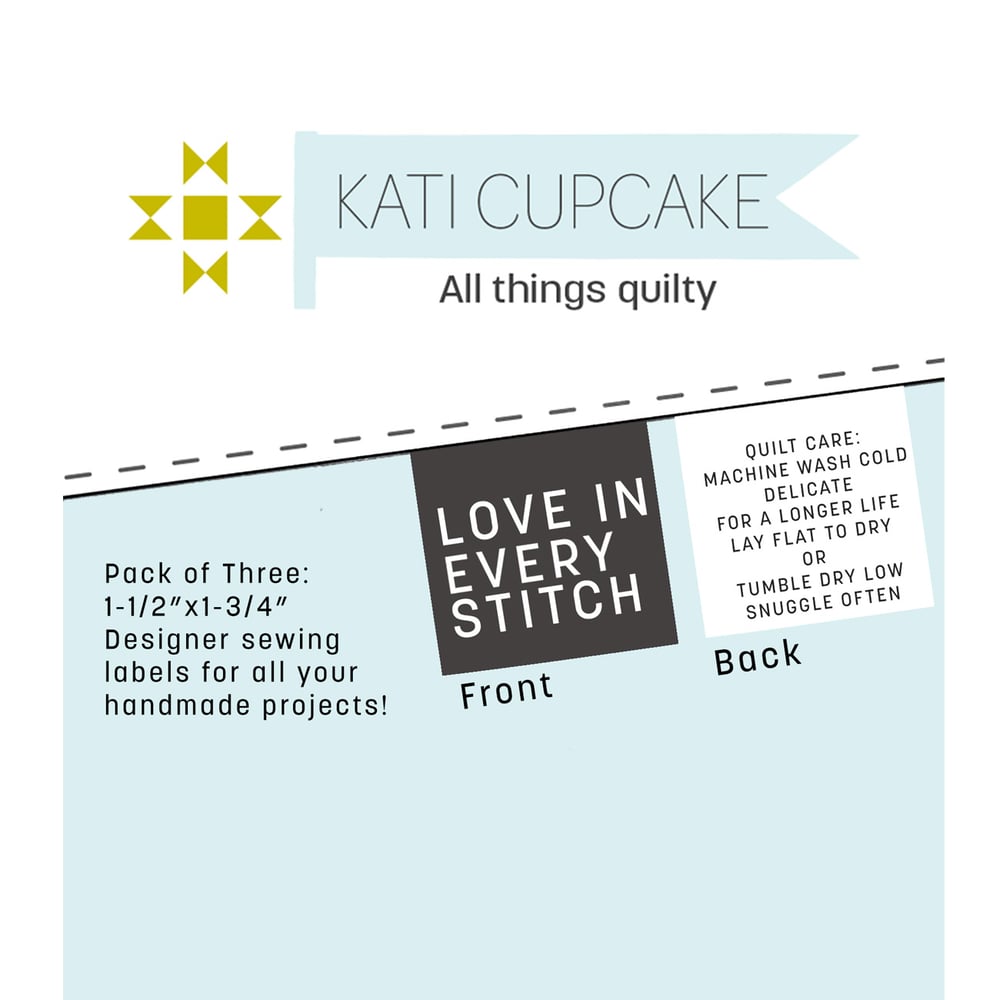 Image of Love in Every Stitch Quilt Label - Grey