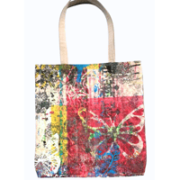 Image 1 of Handprinted Butterfly Graffiti Large Tote