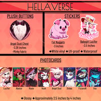 Image 1 of Hellaverse Buttons, Stickers, and Photocards