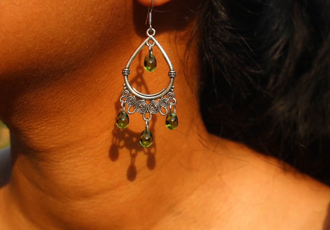 Image of olive chandelier drops