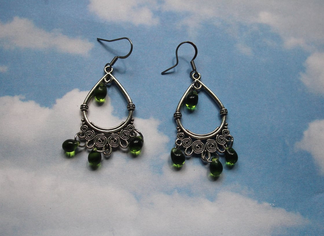 Image of olive chandelier drops