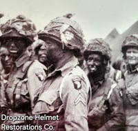 Image 21 of WWII M2 101st Airborne 502nd PIR Helmet D-bale Front Seam Paratrooper Liner NCO Net & Scrim.