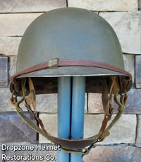 Image 5 of WWII M2 101st Airborne 502nd PIR Helmet D-bale Front Seam Paratrooper Liner NCO Net & Scrim.