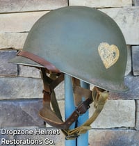 Image 3 of WWII M2 101st Airborne 502nd PIR Helmet D-bale Front Seam Paratrooper Liner NCO Net & Scrim.