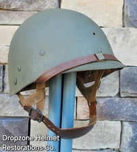 Image 16 of WWII M2 101st Airborne 502nd PIR Helmet D-bale Front Seam Paratrooper Liner NCO Net & Scrim.