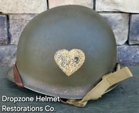 Image 4 of WWII M2 101st Airborne 502nd PIR Helmet D-bale Front Seam Paratrooper Liner NCO Net & Scrim.