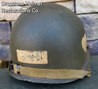 Image 8 of WWII M2 101st Airborne 502nd PIR Helmet D-bale Front Seam Paratrooper Liner NCO Net & Scrim.