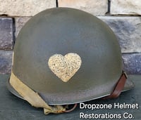 Image 2 of WWII M2 101st Airborne 502nd PIR Helmet D-bale Front Seam Paratrooper Liner NCO Net & Scrim.