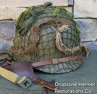 Image 13 of WWII M2 101st Airborne 502nd PIR Helmet D-bale Front Seam Paratrooper Liner NCO Net & Scrim.