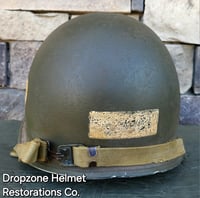 Image 6 of WWII M2 101st Airborne 502nd PIR Helmet D-bale Front Seam Paratrooper Liner NCO Net & Scrim.