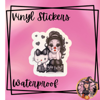 Image 1 of Clown girl x kitty Vinyl Sticker 