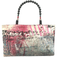 Image 1 of Floral Graffiti Handpainted Beaded Shoulder Bag