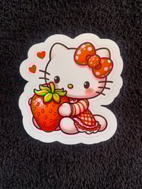 Image 2 of Kitty x Strawberry Vinyl Sticker 