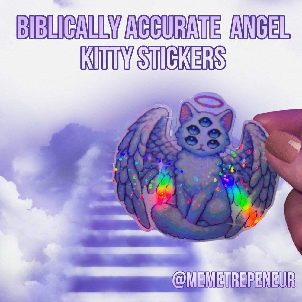 Image of Biblically Accurate Angel Cat Sticker 