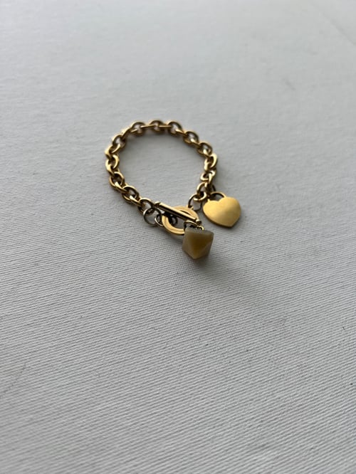 Image of KARMIN II • Yellow Aventurine & Heart Charm Bracelet