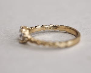 Image of 18ct Gold, 5.35mm Rose-cut diamond, Laurel leaf carved ring (LON236)