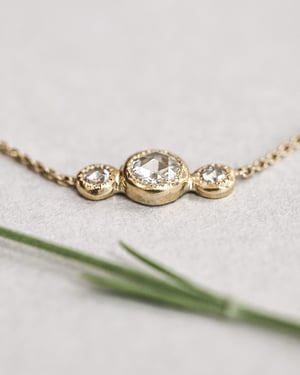 Image of *SALE - WAS £1550* 18ct yellow gold 3.7mm rose-cut diamond trilogy necklace