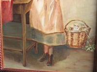 Image 3 of Vintage Painting, Girl Pouring Milk & Kitten in Basket by S. Digance, Framed 17 3/4 x 13 3/4 ins 