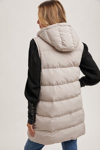 Image 8 of HOODED ZIPPER DOWN LONGLINE PUFFER VEST - SEPT 