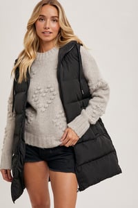 Image 3 of HOODED ZIPPER DOWN LONGLINE PUFFER VEST - SEPT 