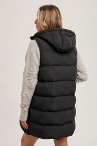 Image 5 of HOODED ZIPPER DOWN LONGLINE PUFFER VEST - SEPT 