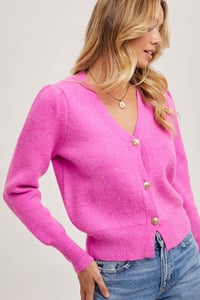 Image 8 of Button-down V-neck cardigan