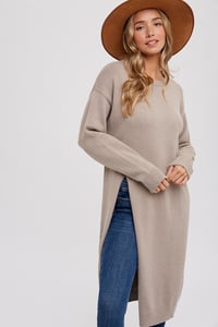 Image 2 of HIGH SLIT LONGLINE PULLOVER