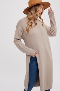 Image 1 of HIGH SLIT LONGLINE PULLOVER