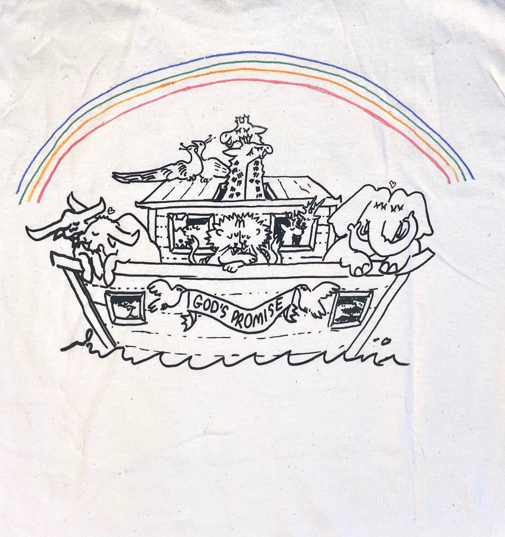 Image of Fruity Noah’s Ark Tee- SMALL on natural/offwhite tee