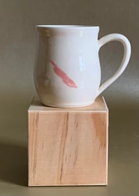 Image 1 of Small Bellied White Mug with Pink Stripe
