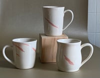 Image 4 of Small Bellied White Mug with Pink Stripe