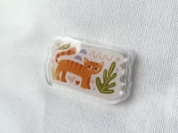 Image 1 of Orange Tabby Cat Acrylic Pin 2 Inch | Botanical Cat Illustration