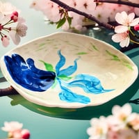 Image 1 of Ceramic plate, handmade dish "Elf's iris"