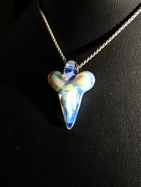 Image 2 of Moonstone & mirage (CFL) shark tooth pendant.