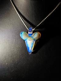 Image 3 of Moonstone & mirage (CFL) shark tooth pendant.