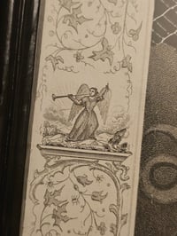 Image 7 of "SATAN CHAINED" 1800s Bible Page With Incredible Ornate Frame And Preserved Web